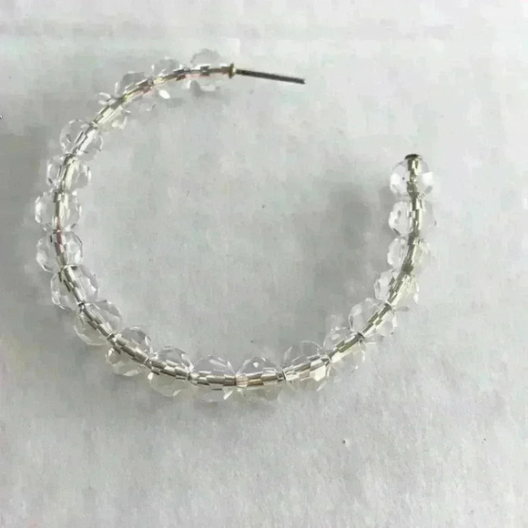 J Crew new Beaded Translucent Hoop Earring Clear - Picture 8 of 8